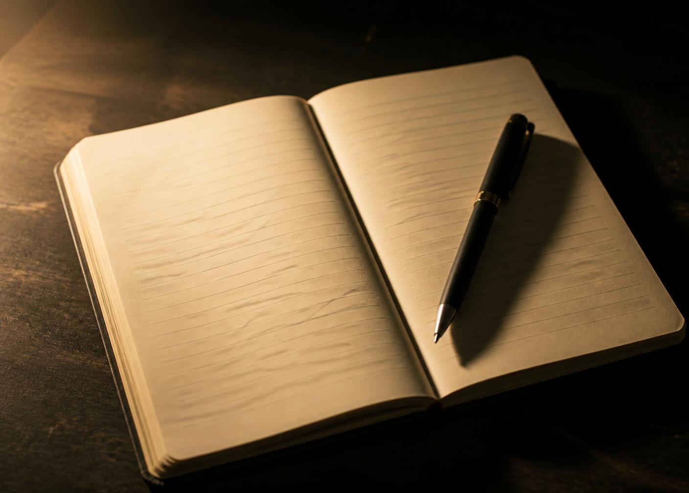 Prévia do caderno de exercícios aberto com caneta